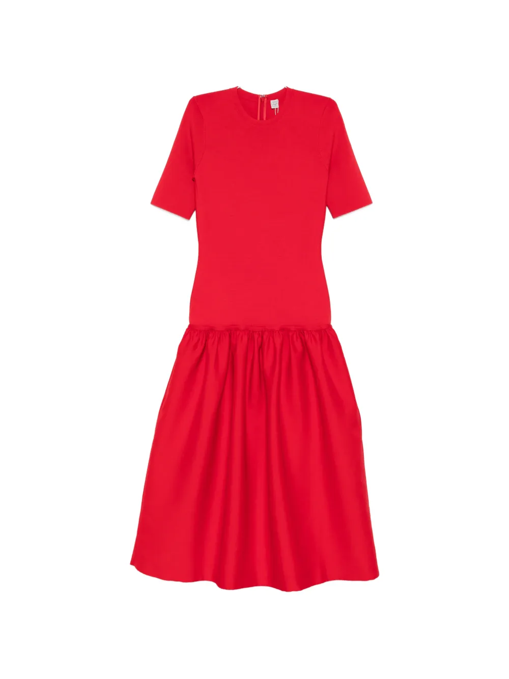 TOTEME twinflower tee gathered midi dress - Rosso