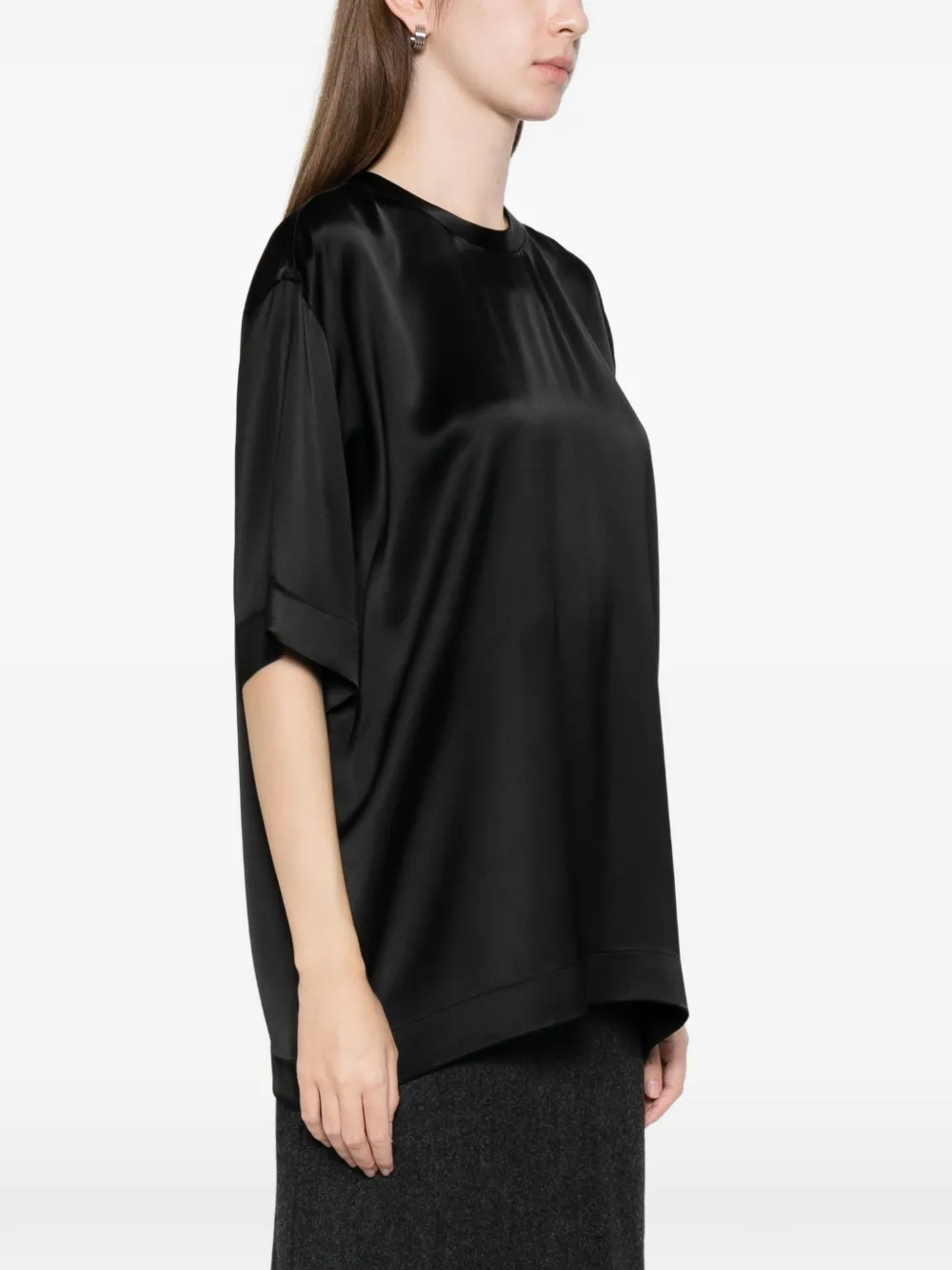 Totême Satin T-shirt In Black