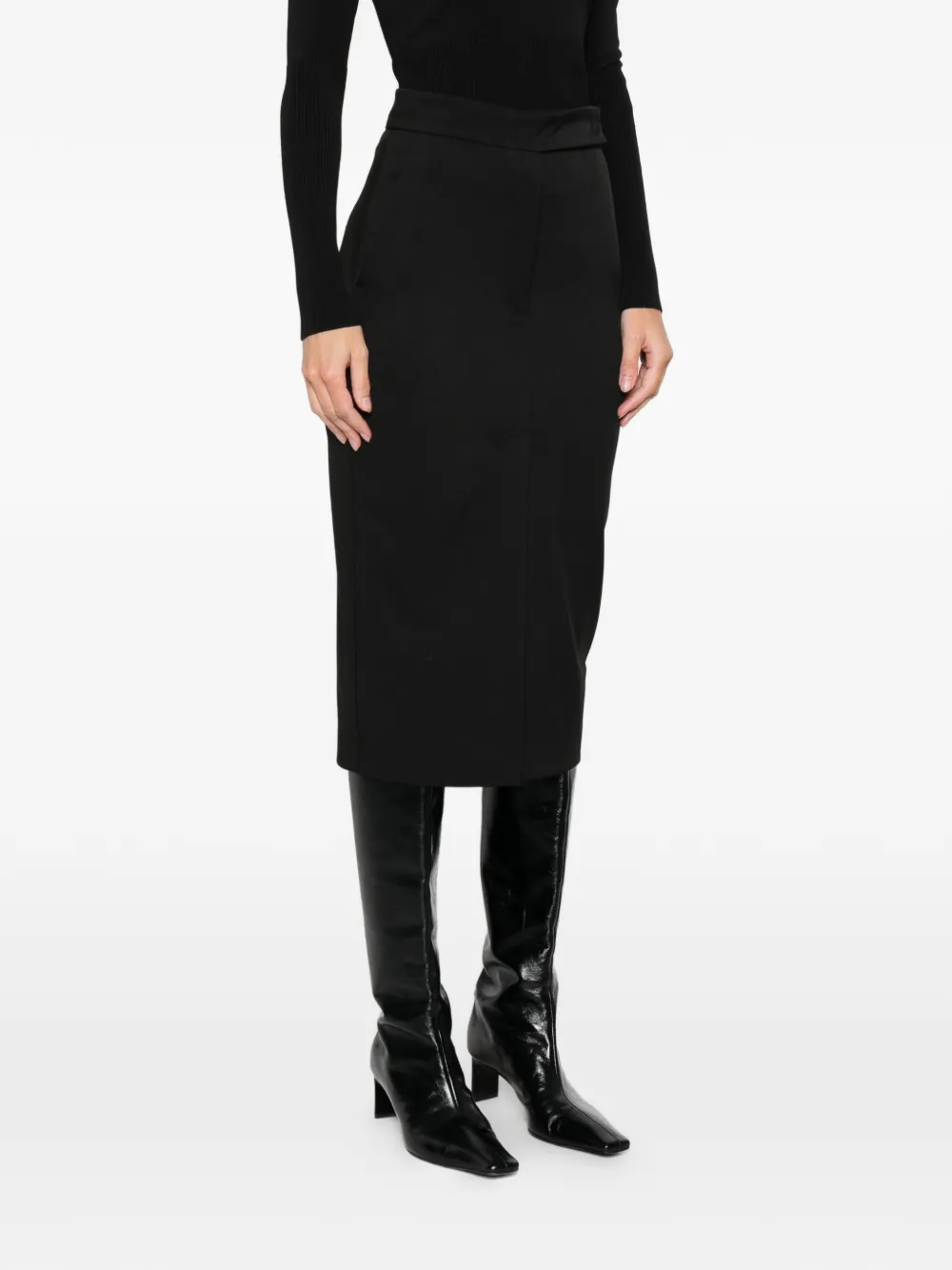 Cenere Slit Pencil Skirt In Black