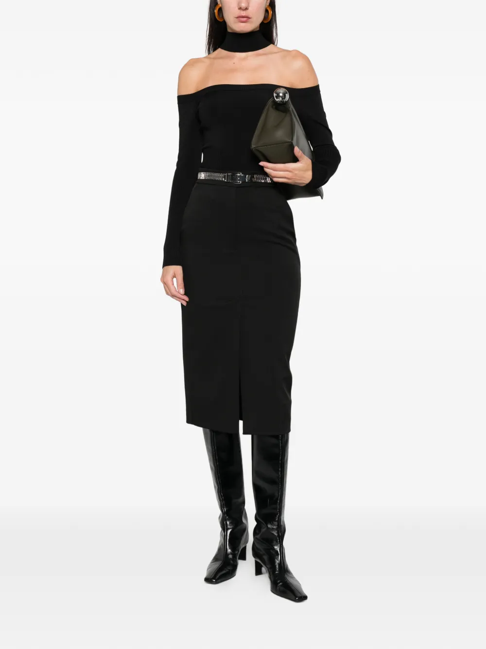 Cenere GB slit pencil skirt - Zwart