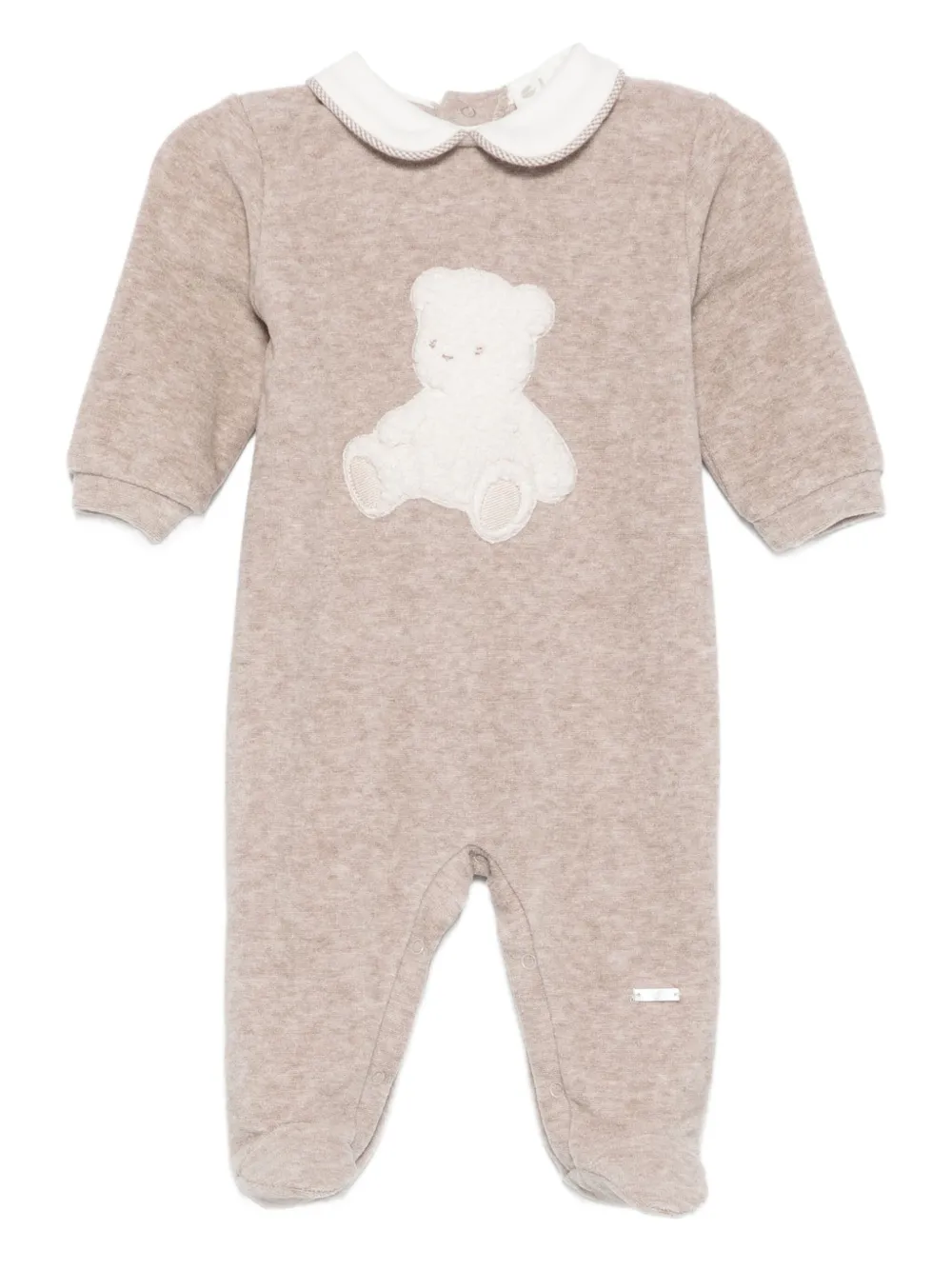 LALALU teddy-appliqué collared pajamas | Neutrals | Image 1
