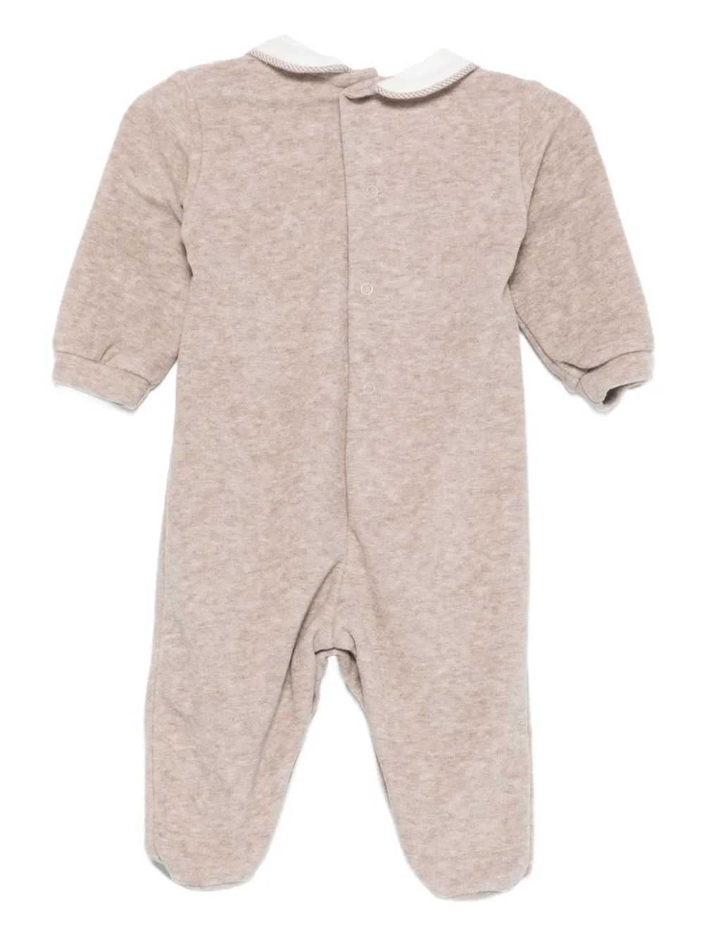 LALALU teddy-appliqué collared pajamas - Beige