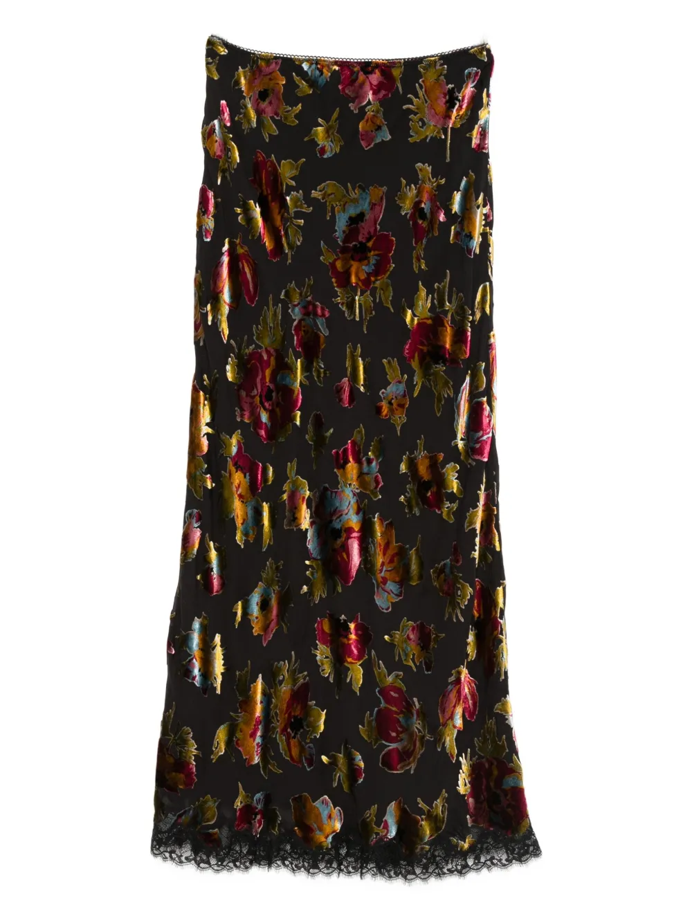 Rixo Stassie floral-pattern midi skirt - Zwart