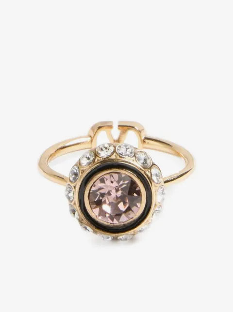 Valentino Garavani Vlogo Signature ring in metal enamel and crystals