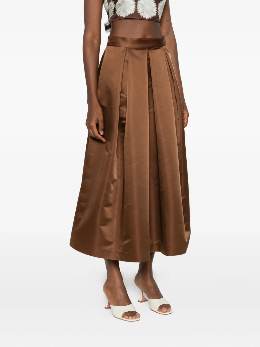 Lunatica Milano Luna 88 Duchesse midi-rok Bruin
