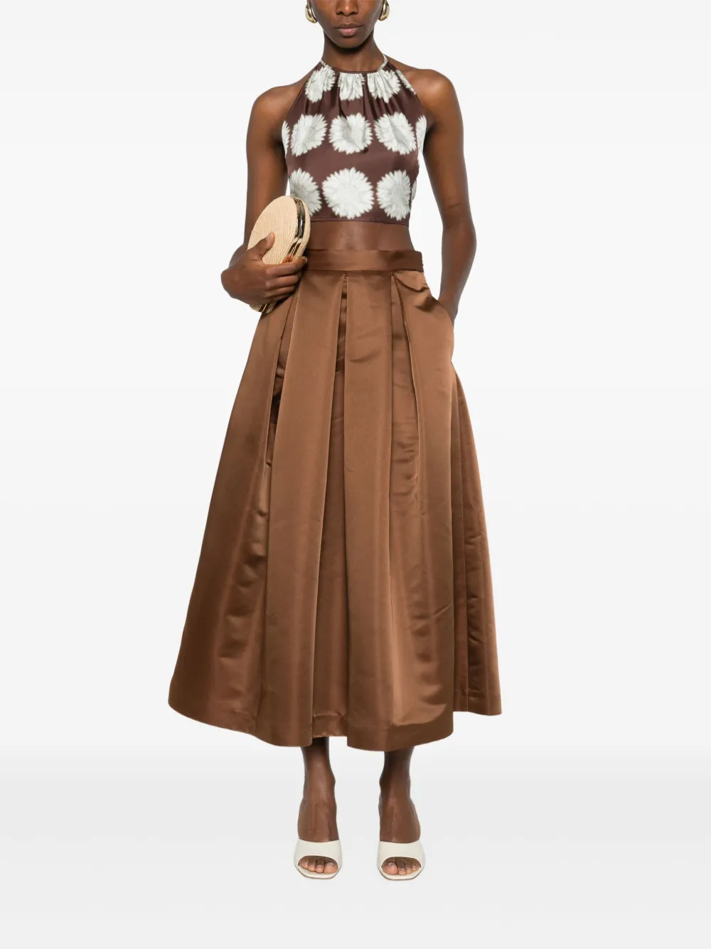 Lunatica Milano Luna 88 Duchesse midi-rok - Bruin