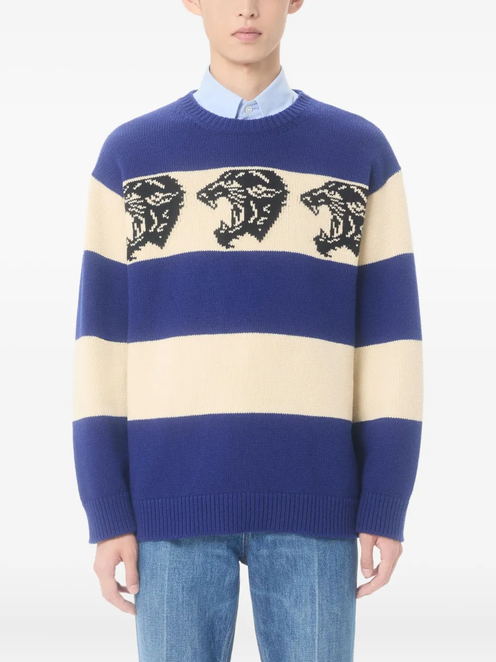 Valentino Garavani Gestreepte trui met jacquard Blauw