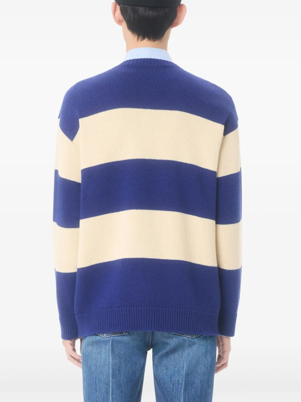 Valentino Garavani Gestreepte trui met jacquard Blauw