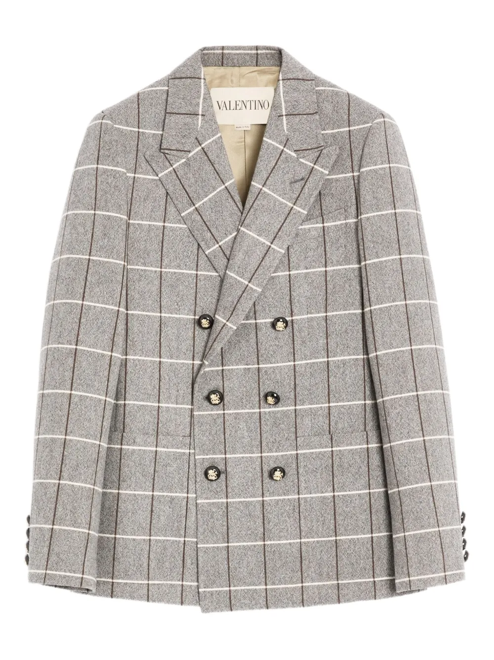 Valentino Garavani チェック ダブルジャケット - グレー Valentino Garavani チェック ダブルジャケット - グレー