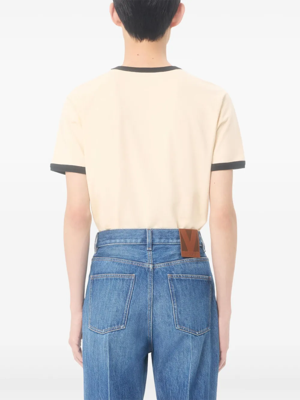 Valentino Garavani Butter-colored T-shirt With Panther Print In Neutral