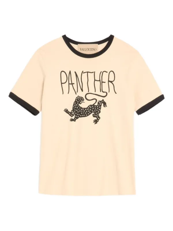 Valentino Garavani Panther-print T-shirt in Neutrals