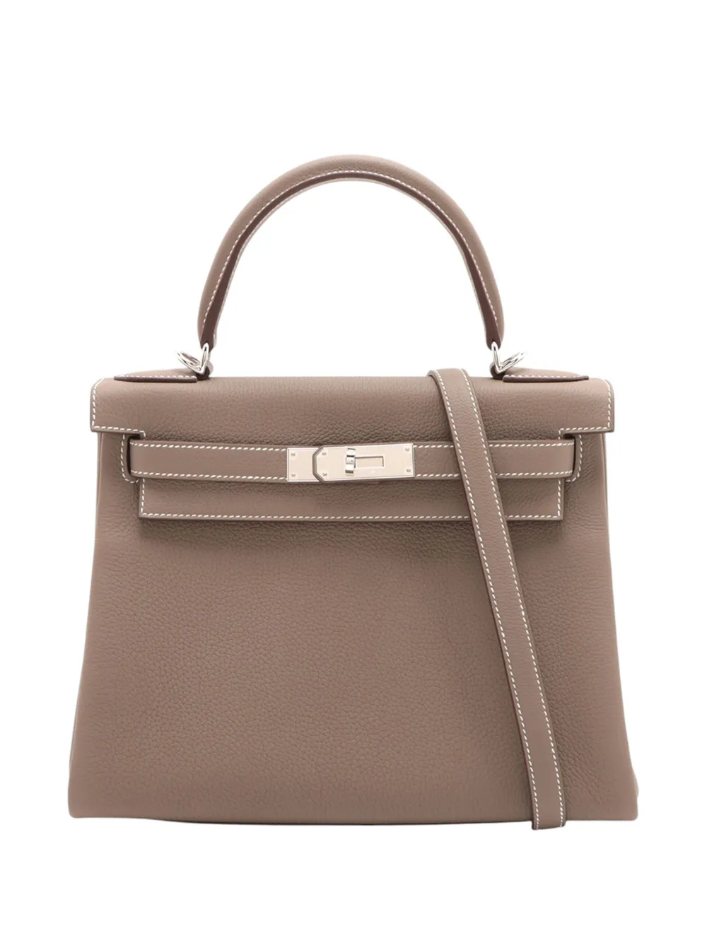 Pre-owned Hermes 2024 Epsom Kelly Ii Sellier 28 Satchel In Brown