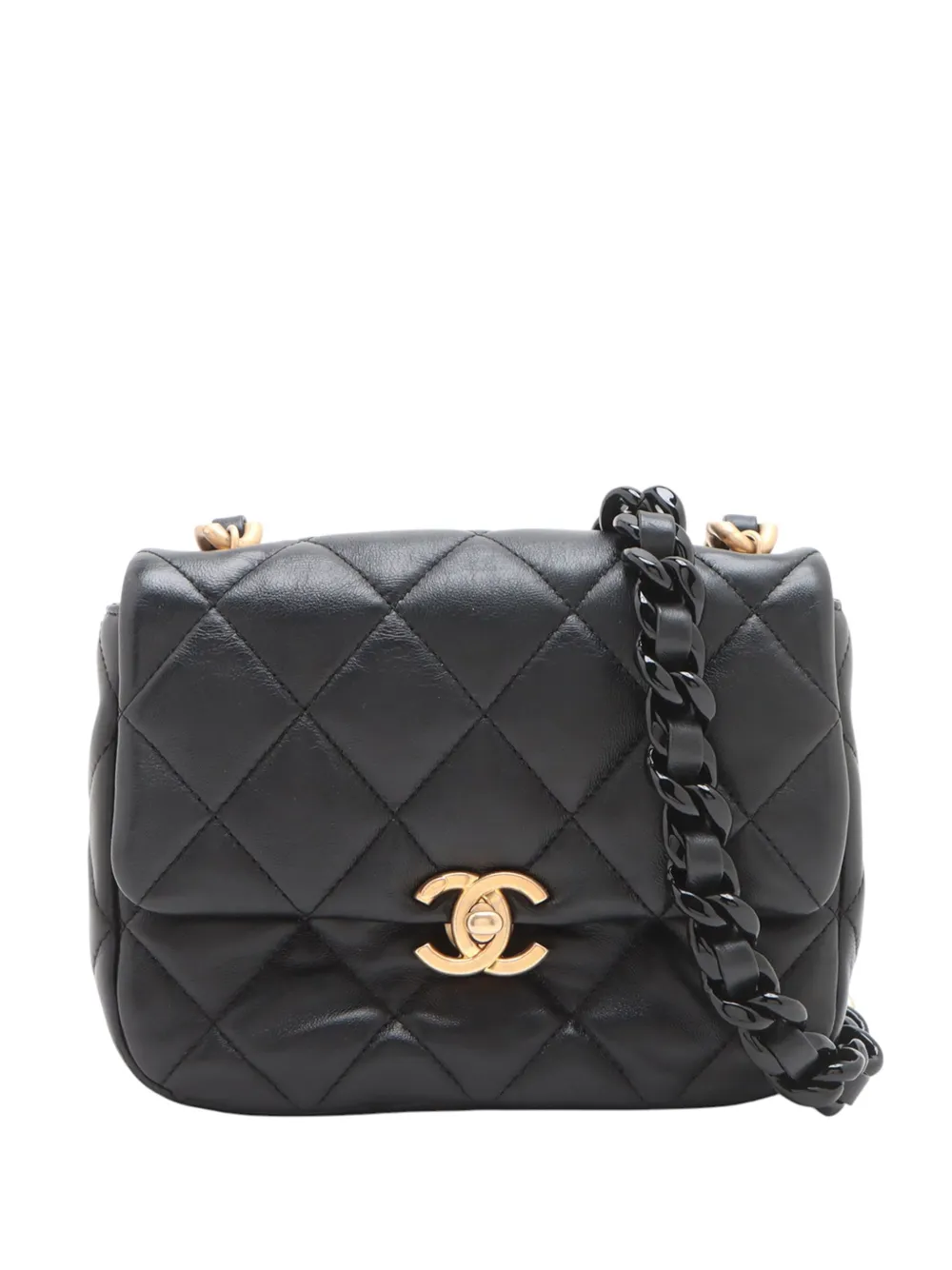 CHANEL Pre-Owned 2021-2025 Mini Quilted Lambskin Lacquered Chain Flap CHANEL Pre-Owned 2021-2025 Mini Quilted Lambskin Lacquered Chain Flap