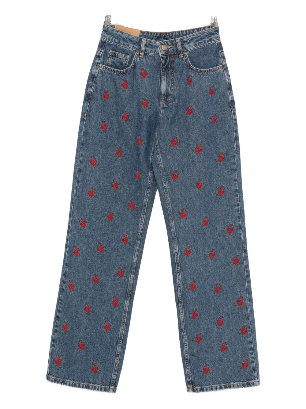 FARM Rio floral-embroidered jeans - Blu