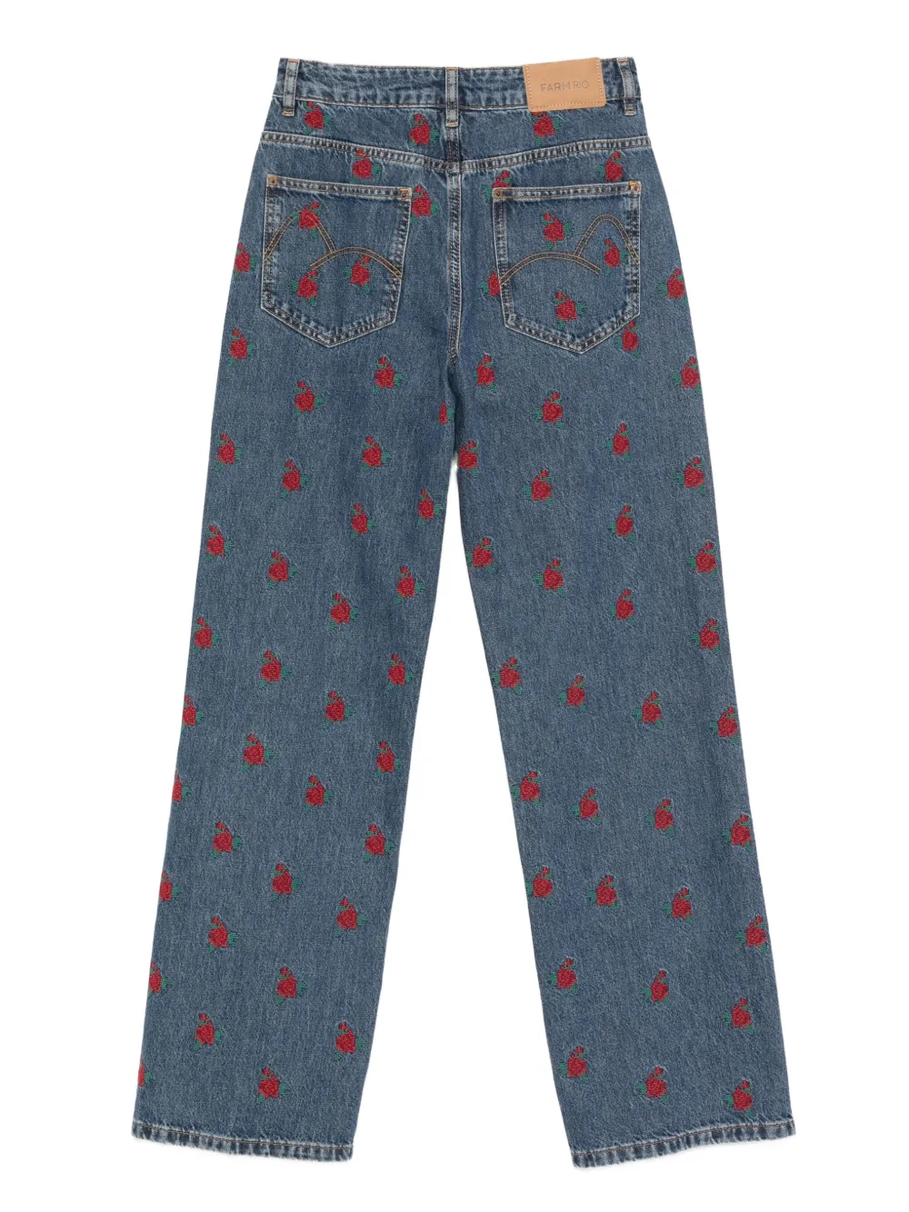 FARM Rio floral-embroidered jeans - Blauw