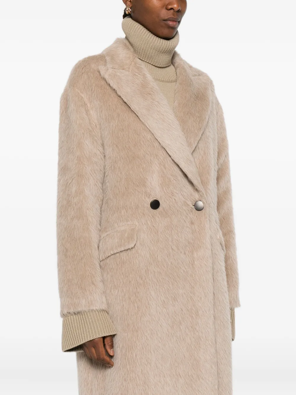 Tagliatore Linden Double-breasted Pocket Long Coat In Neutral