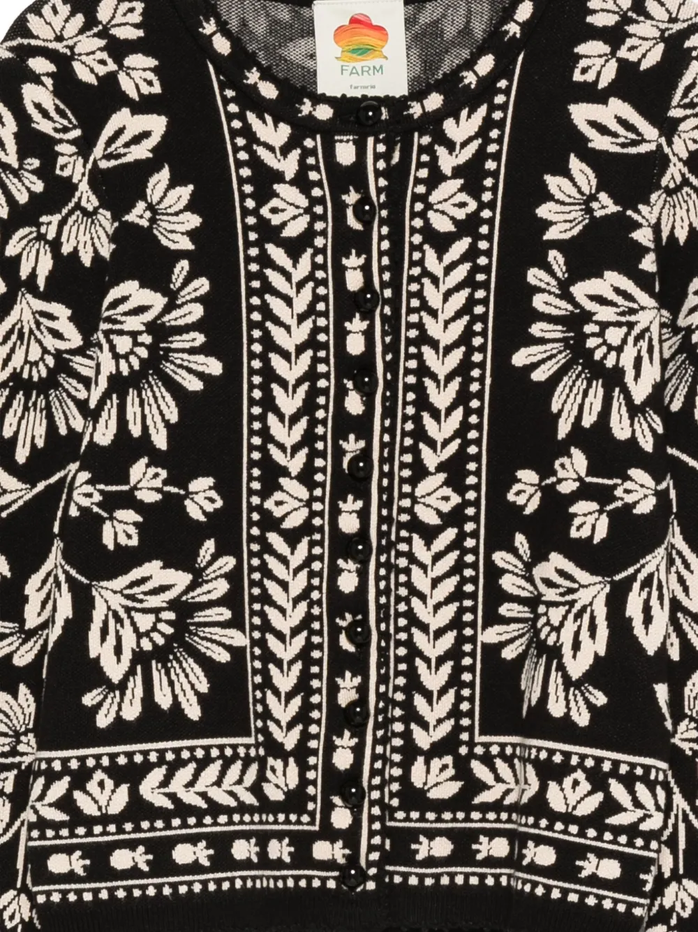 FARM Rio Vest met bloemenprint en knopen Zwart