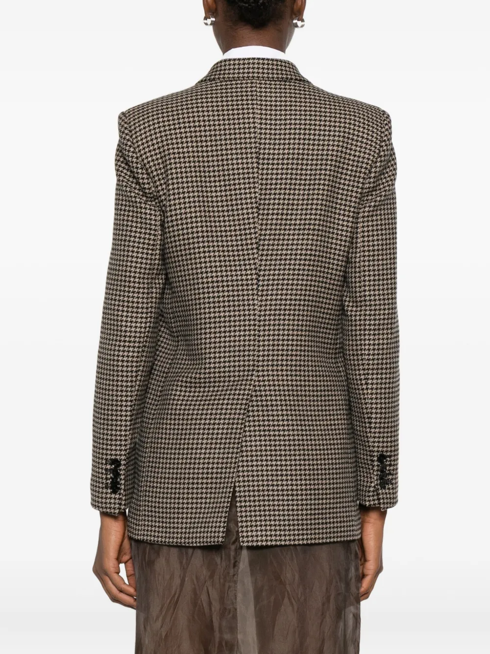 Tagliatore Jasmine blazer met dubbele rij knopen en pied-de-poule print Bruin