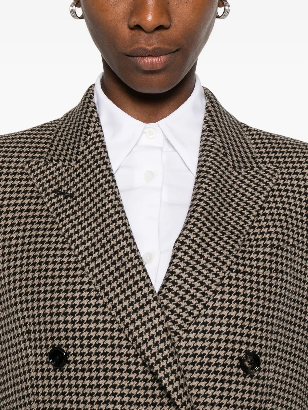 Tagliatore Jasmine blazer met dubbele rij knopen en pied-de-poule print Bruin