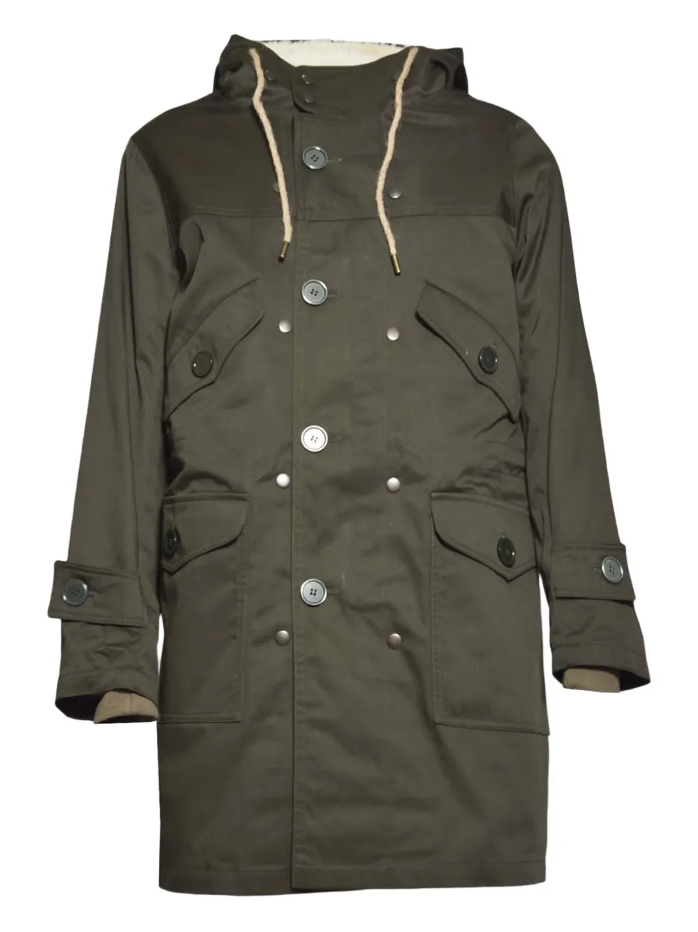 Equipe '70 hooded buttoned parka coat | Green | Image 1