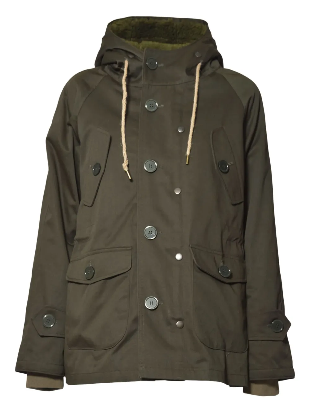 Equipe '70 button hooded parka - Verde
