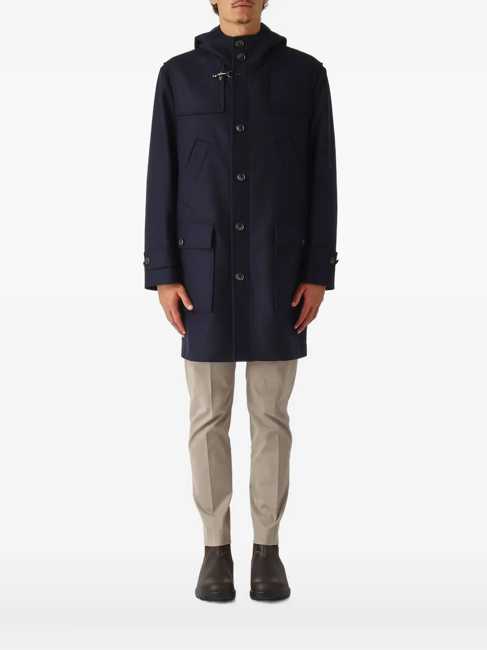 Fay hooded toggle-detail coat | Blue | Image 1