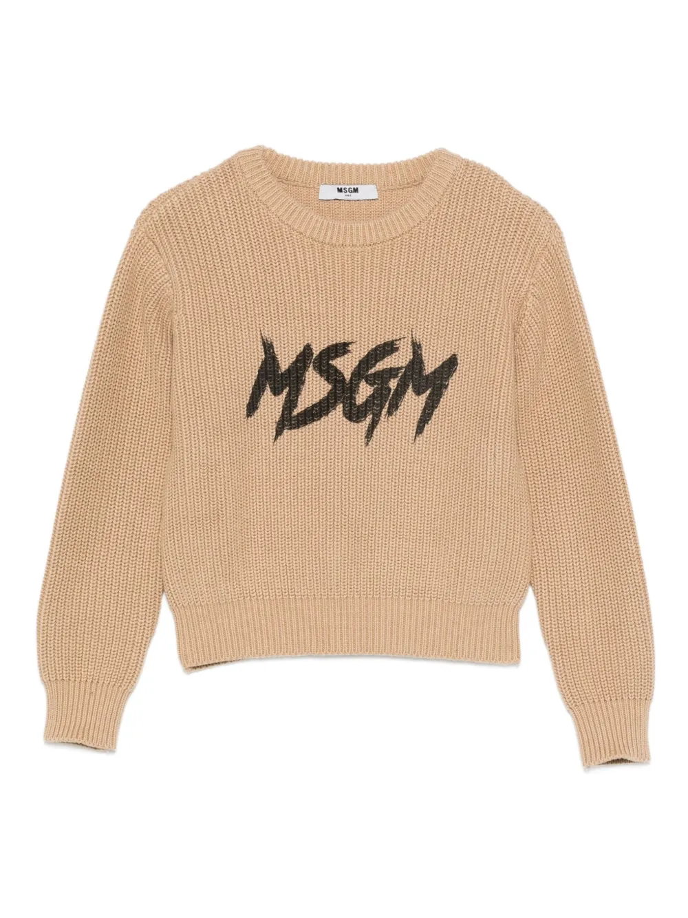 MSGM Kids Trui met logoprint en ronde hals Beige