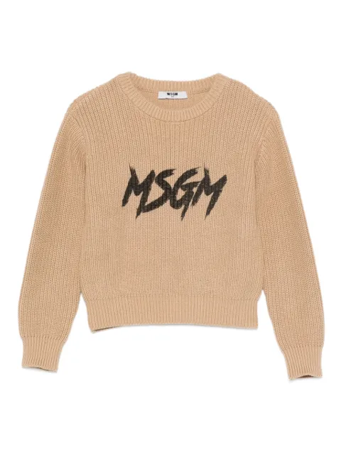 MSGM Kids logo-print crew-neck sweater 