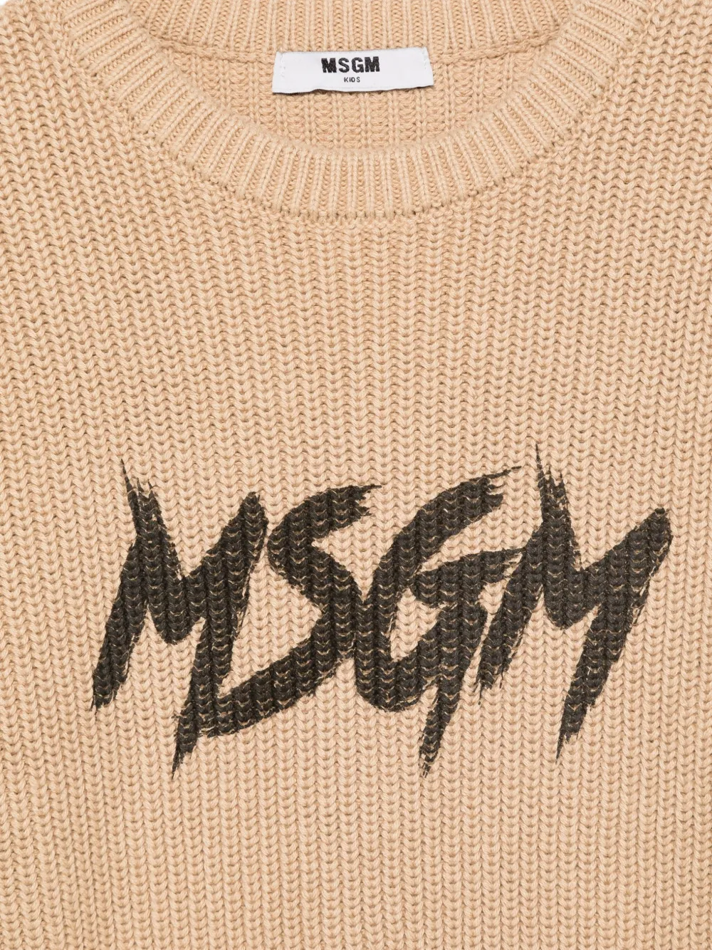 MSGM Kids Trui met logoprint en ronde hals Beige