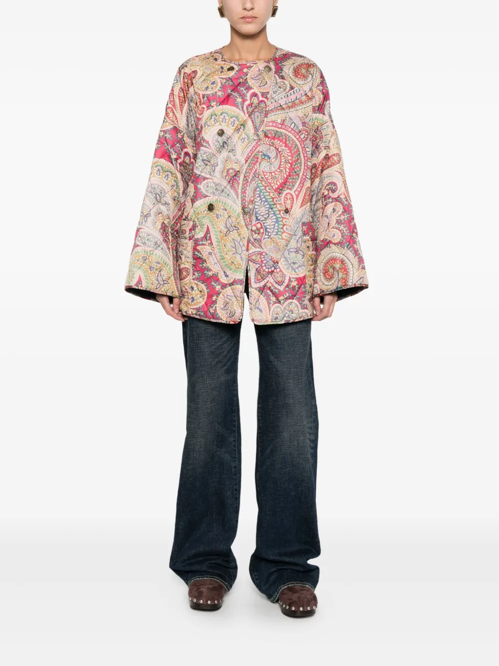 ETRO Gewatteerd jack met paisley-print Rood