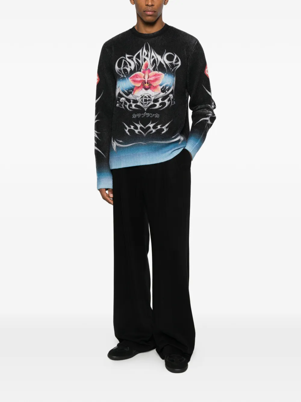 Casablanca graphic-print knitted sweater - Zwart