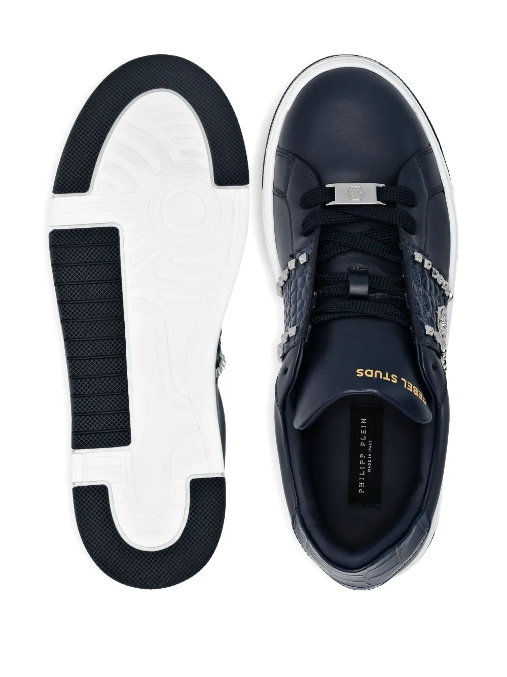 Philipp Plein Cocco leren sneakers Blauw