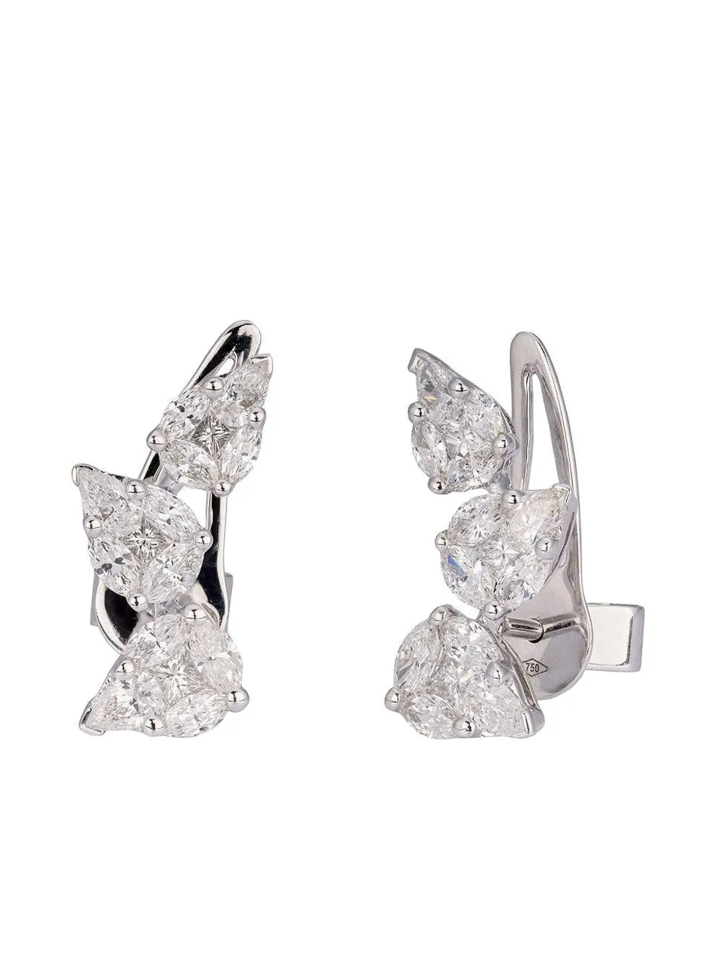 Zydo 18k White Gold Diamond Earrings In Metallic