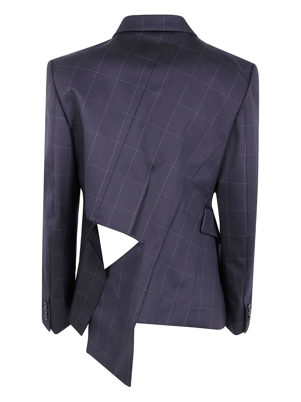 Comme Des Garçons Modern Cut-out Check Pattern Jacket In Blue