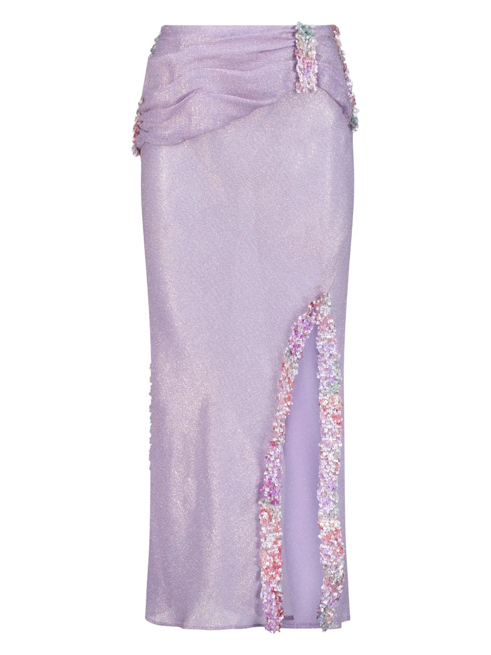 SANA OSMANI Gonna lunga Delta con ruches - Viola