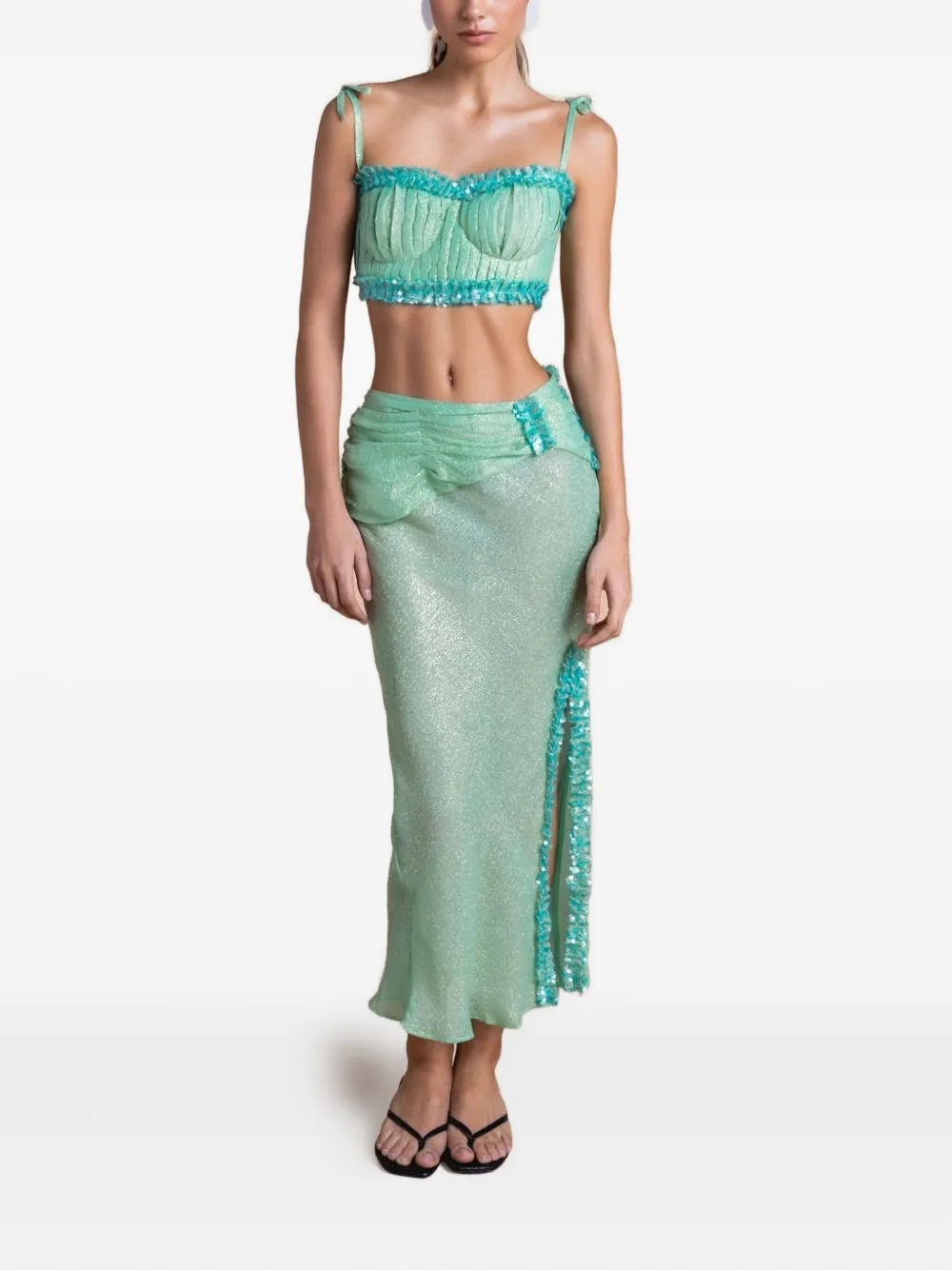 Delta Ruched Slit Maxi Skirt