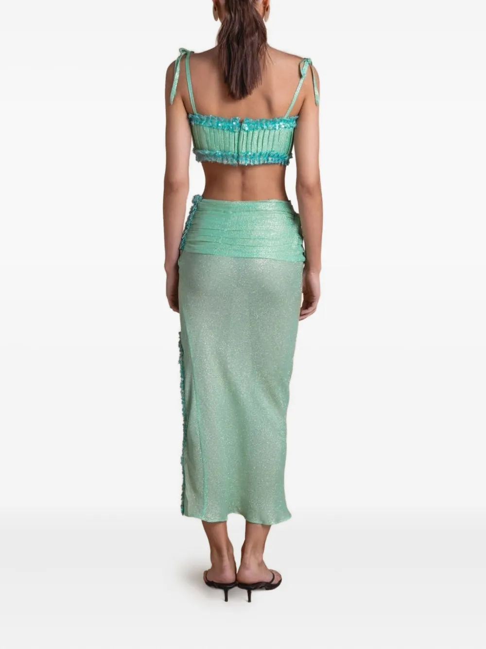 Delta Ruched Slit Maxi Skirt