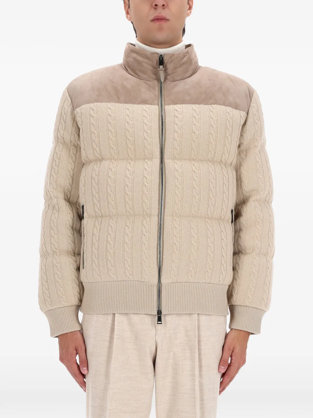BOSS cable-knit padded jacket | Neutrals | Image 1