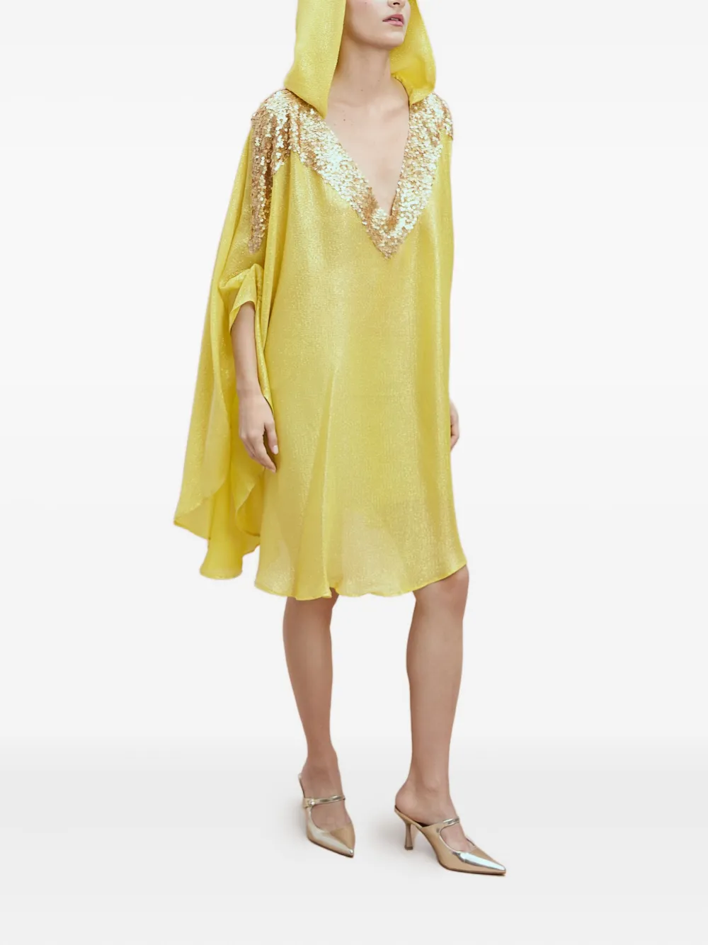  Sana Osmani Chloris Hooded Sequin Mini Dress - Yellow 