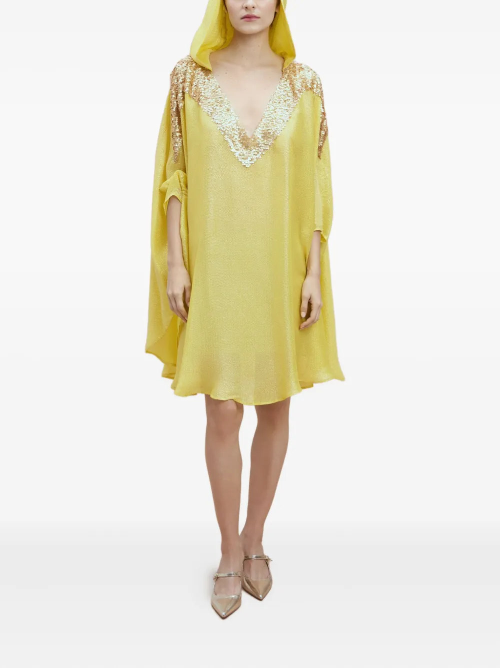  Sana Osmani Chloris Hooded Sequin Mini Dress - Yellow 