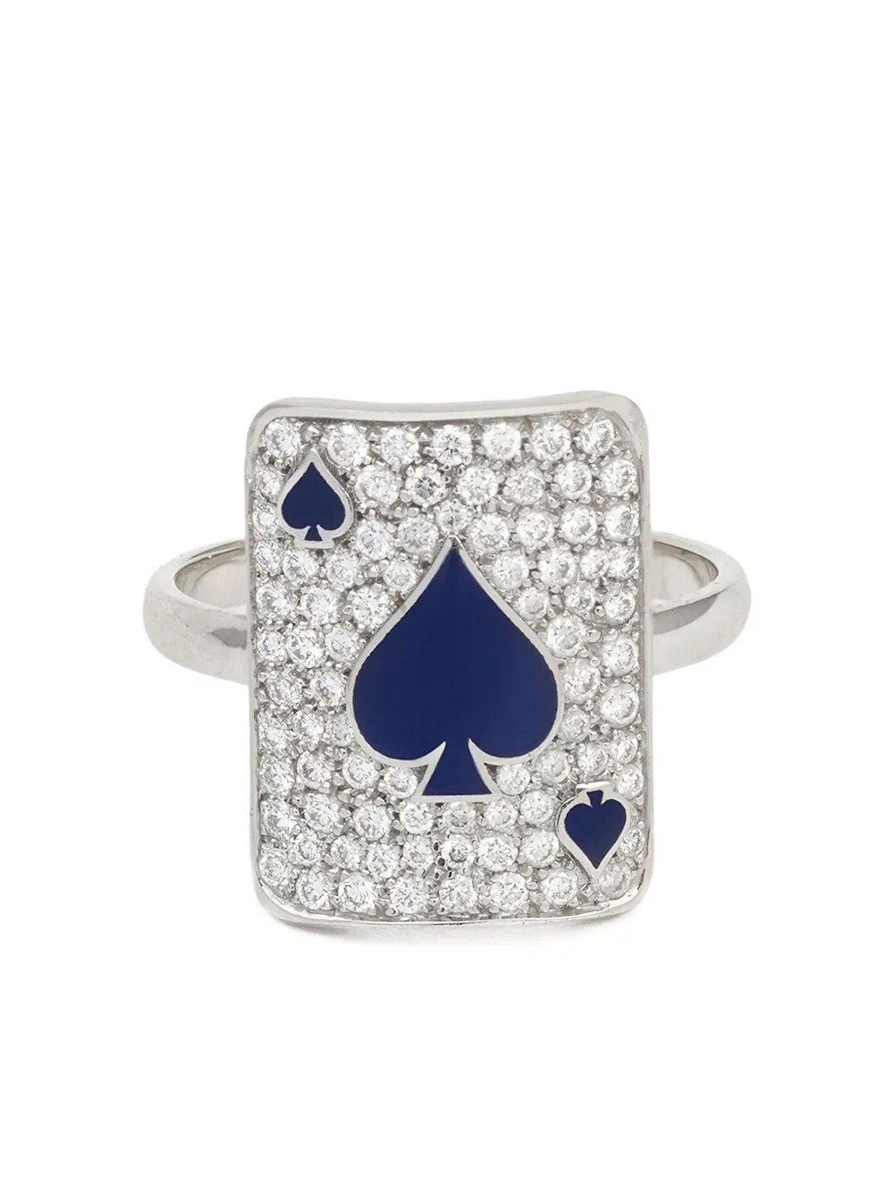 Mysteryjoy 18k White Gold Justice Diamond Ring In Metallic