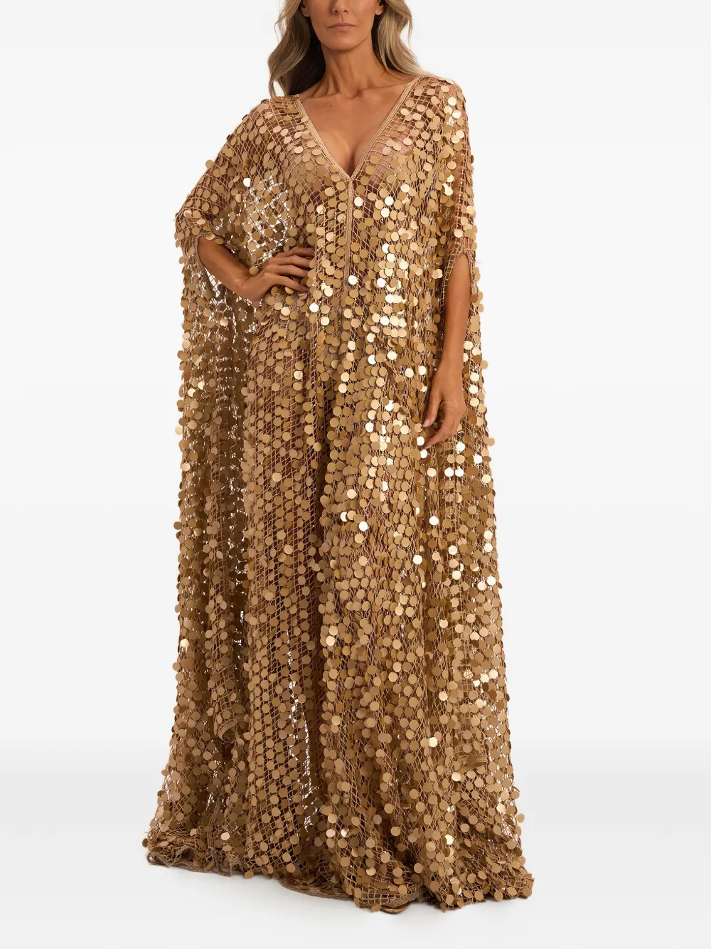  Sana Osmani Diva Sequin Maxi Dress - Gold 