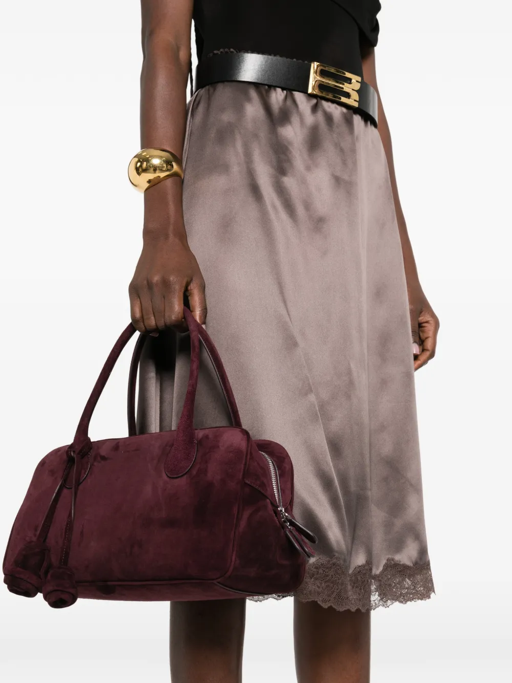 Magda Butrym Brigitte flower-charm suede tote bag - Paars