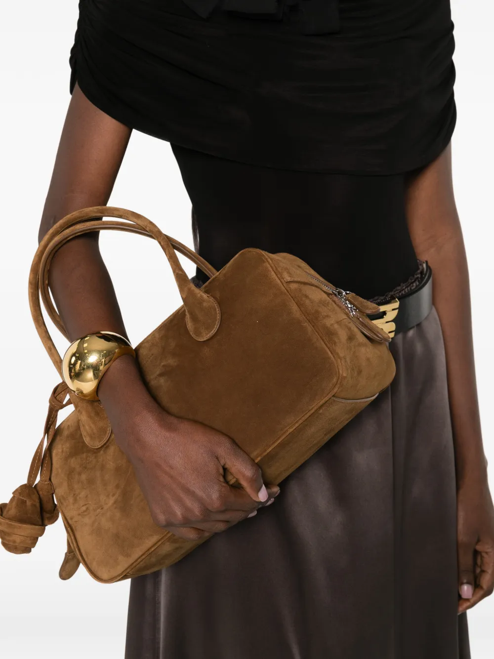 Magda Butrym Brigitte tassel suede tote bag - Bruin