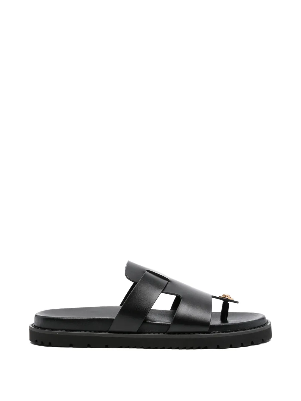 Versace logo leather sandals - Nero