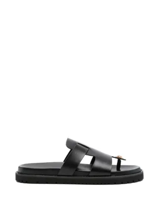 Versace レザー サンダル | ブラック | FARFETCH JP