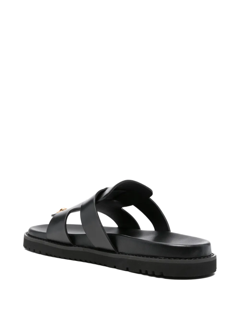 Versace logo leather sandals Zwart
