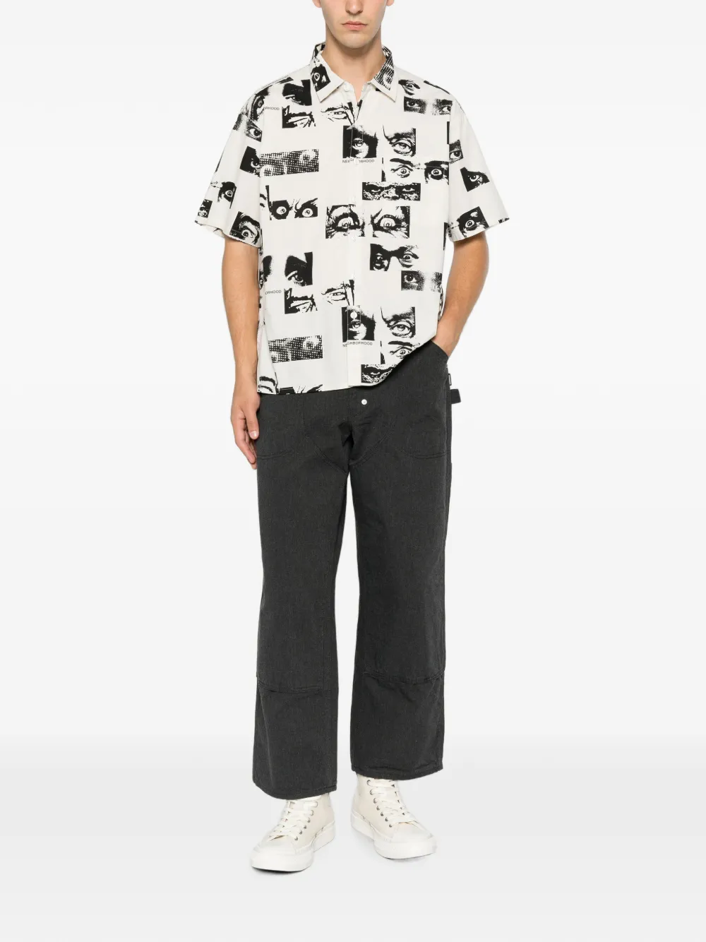 Neighborhood Overhemd met print Beige
