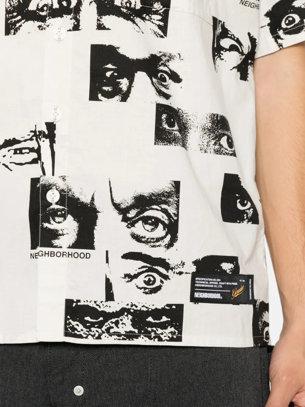 Neighborhood Overhemd met print Beige