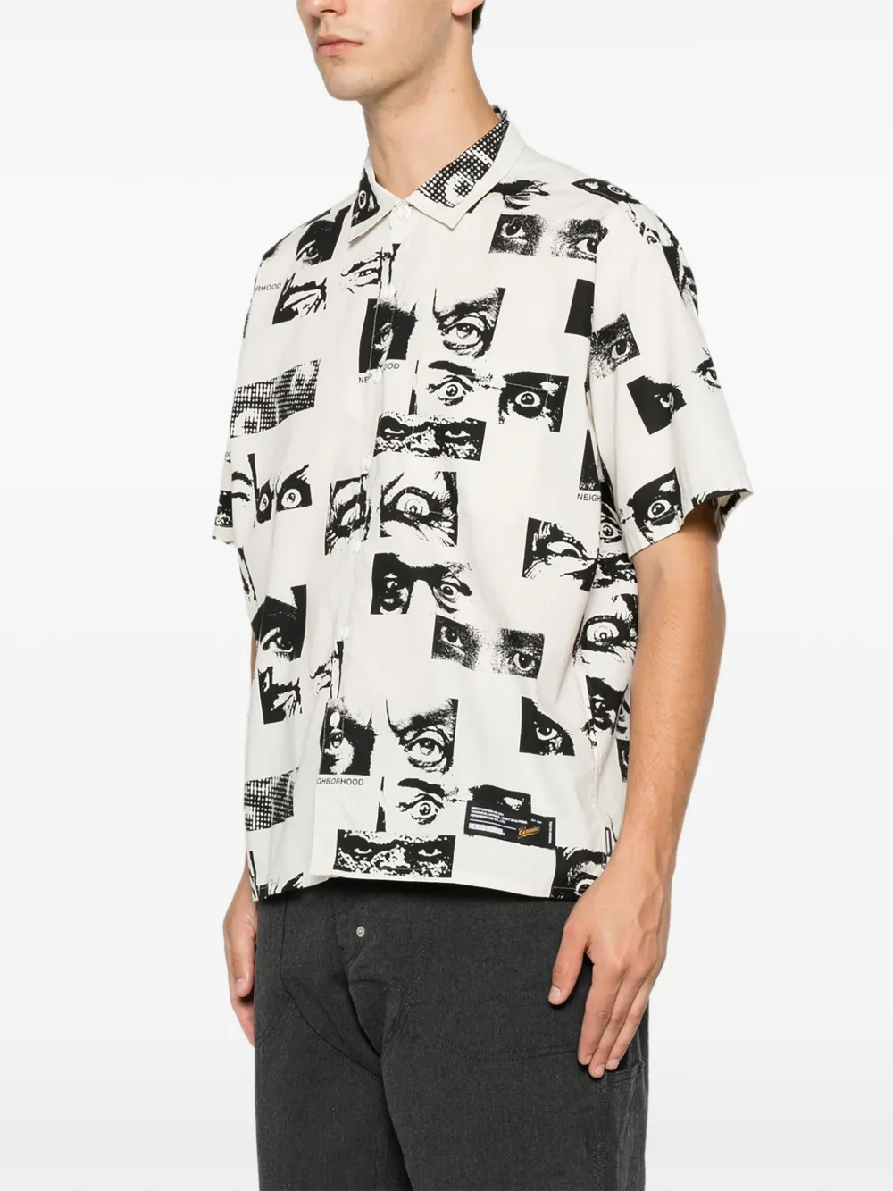 Neighborhood Overhemd met print Beige